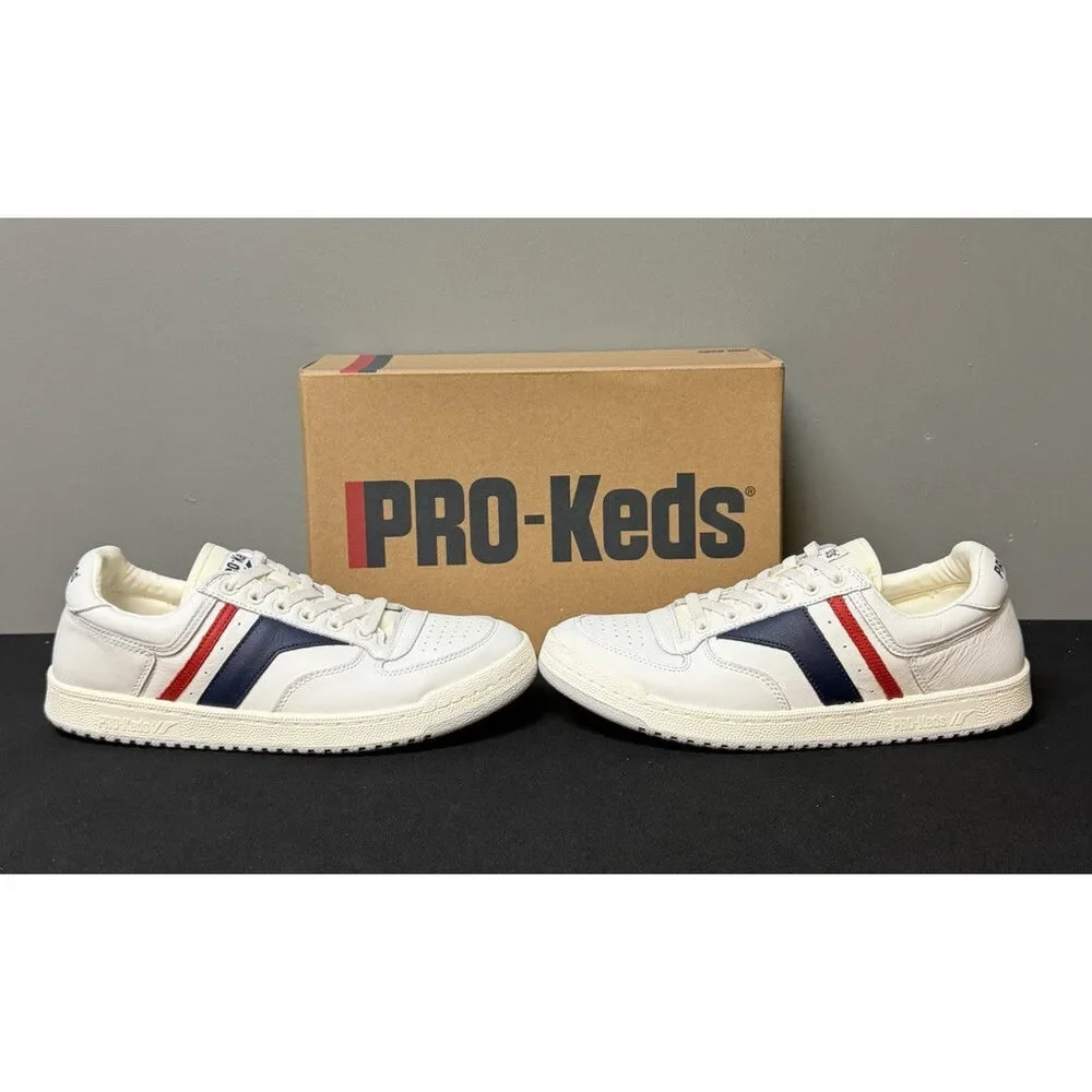 Pro-Keds Skyhawk Men's Size 13 (M) White/Blue/Red Low Top Leather Sneakers NWT
